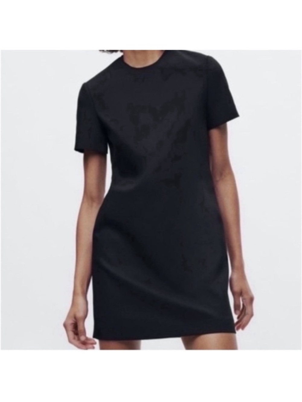 Zara Black Short Sleeve Mini Shift Dress